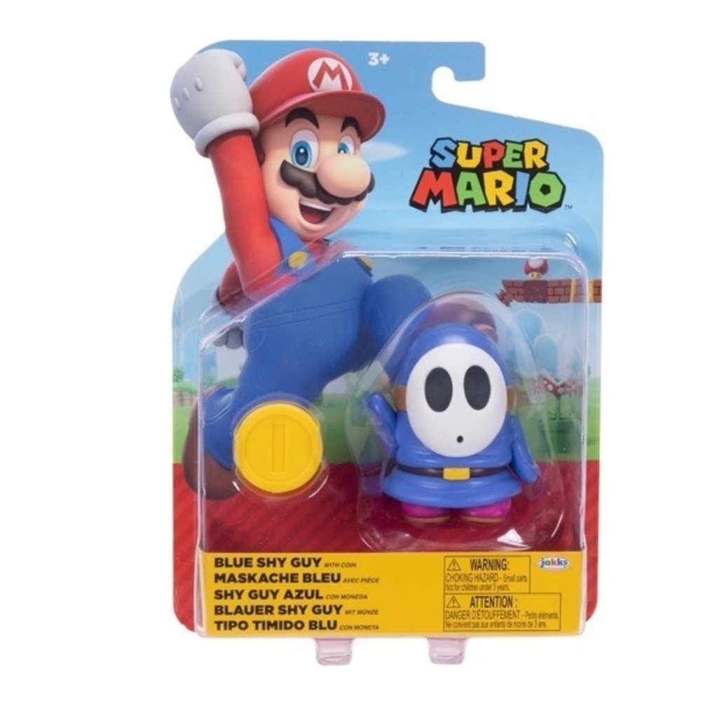 JakksPacific Mario Blue Shy Guy with Coin 4" Action Figure Official Nintendo New